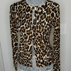 J crew lightweight wool leopard cardigan- Sz Small